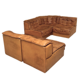 6 Piece Camel Leather 'DS-11' Patchwork Sofa by De Sede