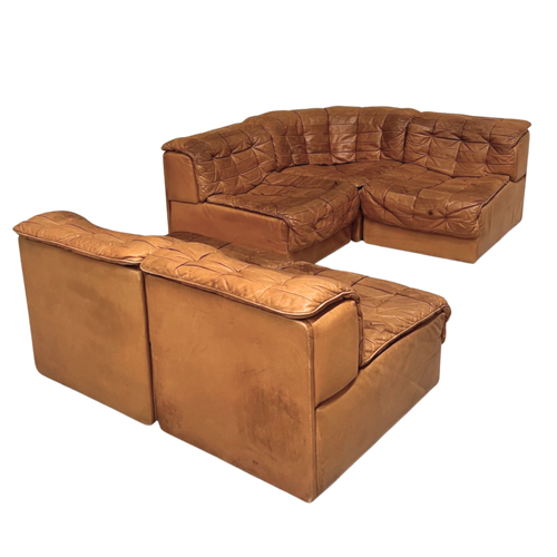 6 Piece Camel Leather 'DS-11' Patchwork Sofa by De Sede