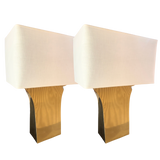 Pair of Sculptural Polished Brass Table Lamps