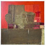 Vintage Crimson Abstract Art, 1960s