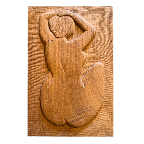 Vintage Carved Wood Woman Wall Art