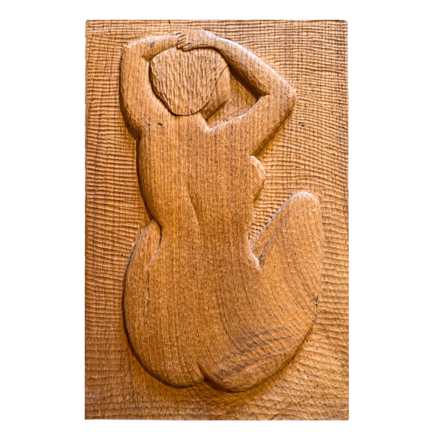 Vintage Carved Wood Woman Wall Art