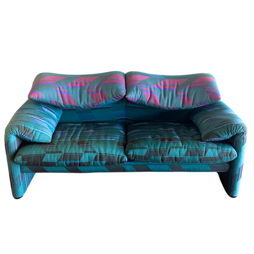 Patterned Maralunga Loveseat by Vico Magistretti
