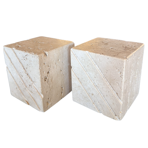 Fratelli Manelli Carved Travertine Bookends