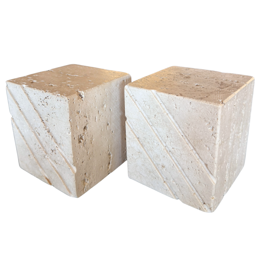 Fratelli Manelli Carved Travertine Bookends