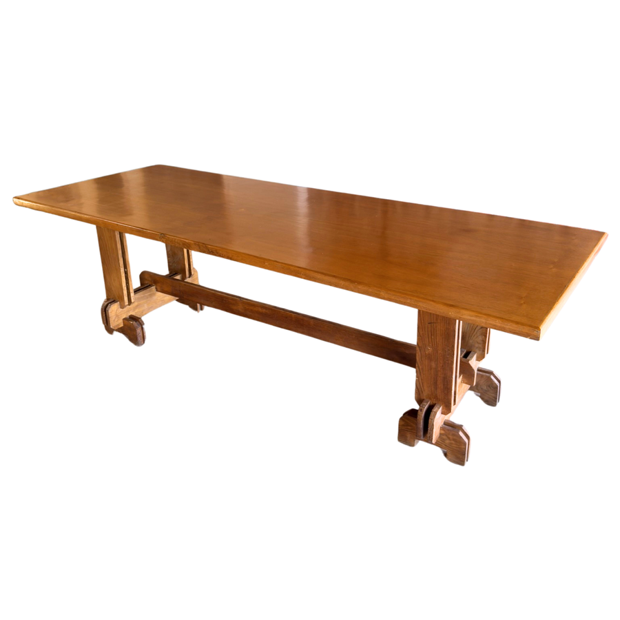 Antique Oak Trestle Dining Table