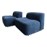 Pair of Blue Velvet Slipper Chairs by Titina Ammannati and Gianpiero Vitelli for Brunati Italia