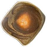 Square Studio Ceramic Dish in Brown and Ochre Glaze