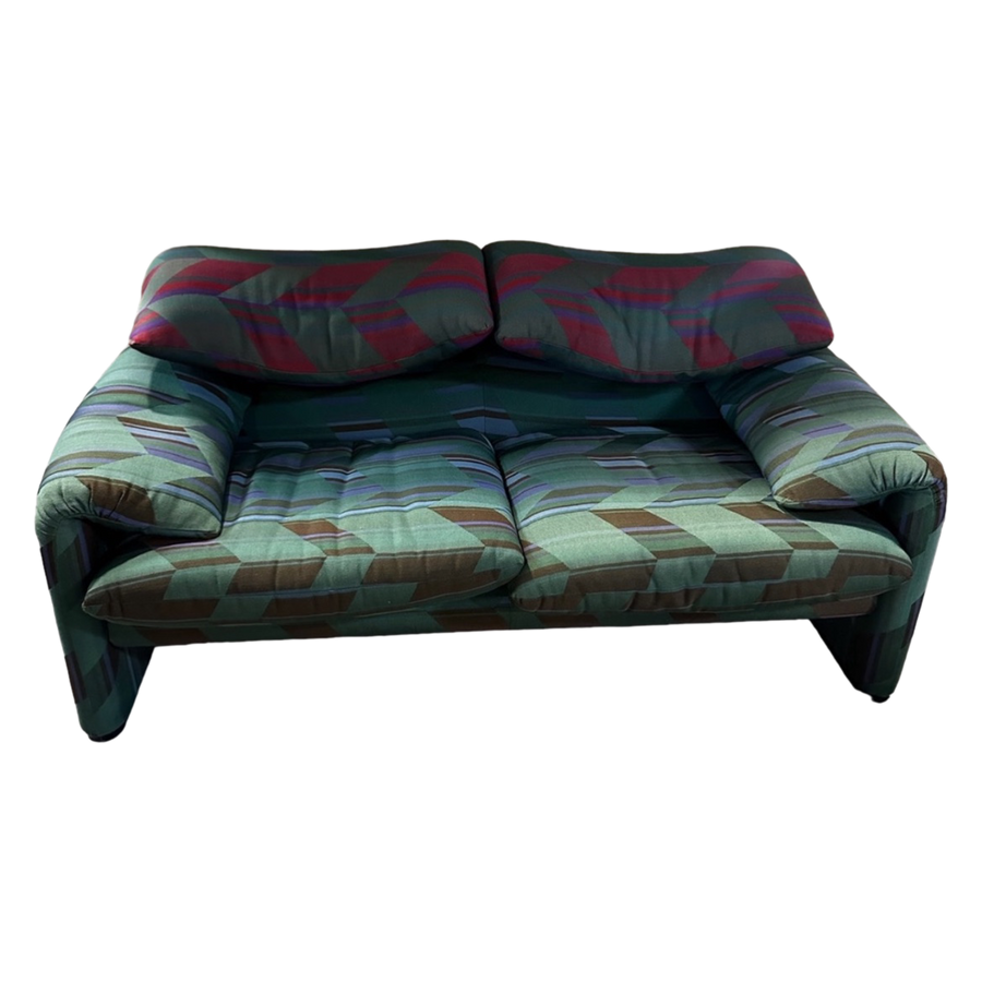 Patterned Maralunga Loveseat by Vico Magistretti