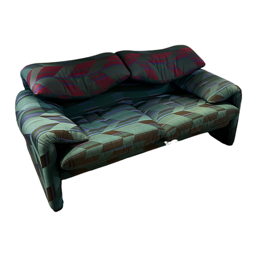 Patterned Maralunga Loveseat by Vico Magistretti