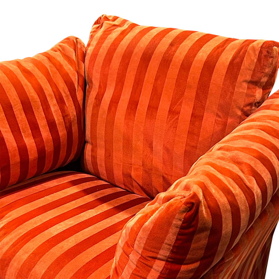 Italian Orange Striped Velvet Accent Chair