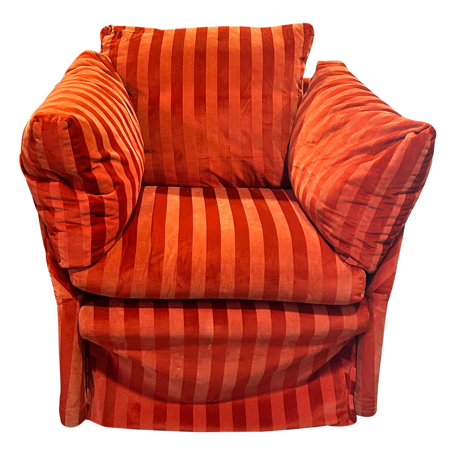 Italian Orange Striped Velvet Accent Chair