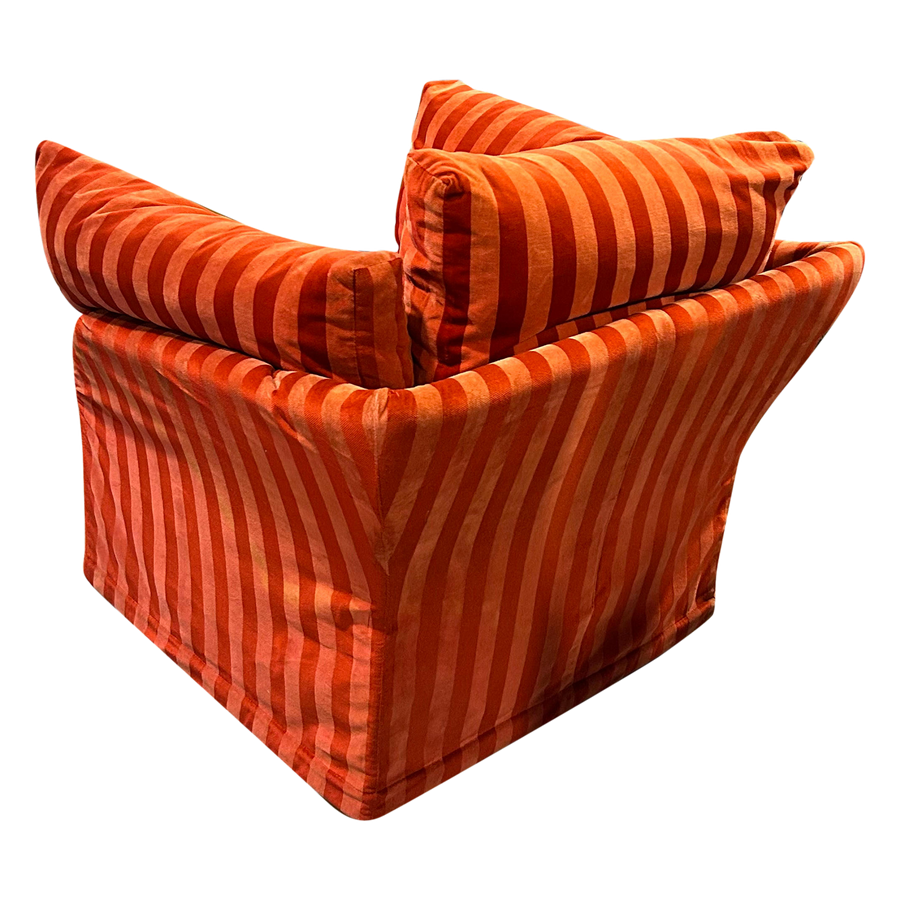 Italian Orange Striped Velvet Accent Chair