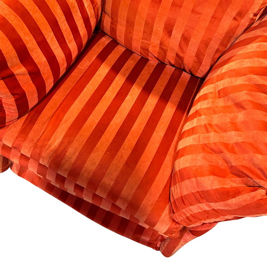 Italian Orange Striped Velvet Accent Chair