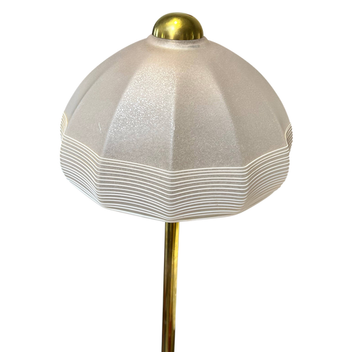 Italian Frosted Glass Floor Lamp with Brass Base