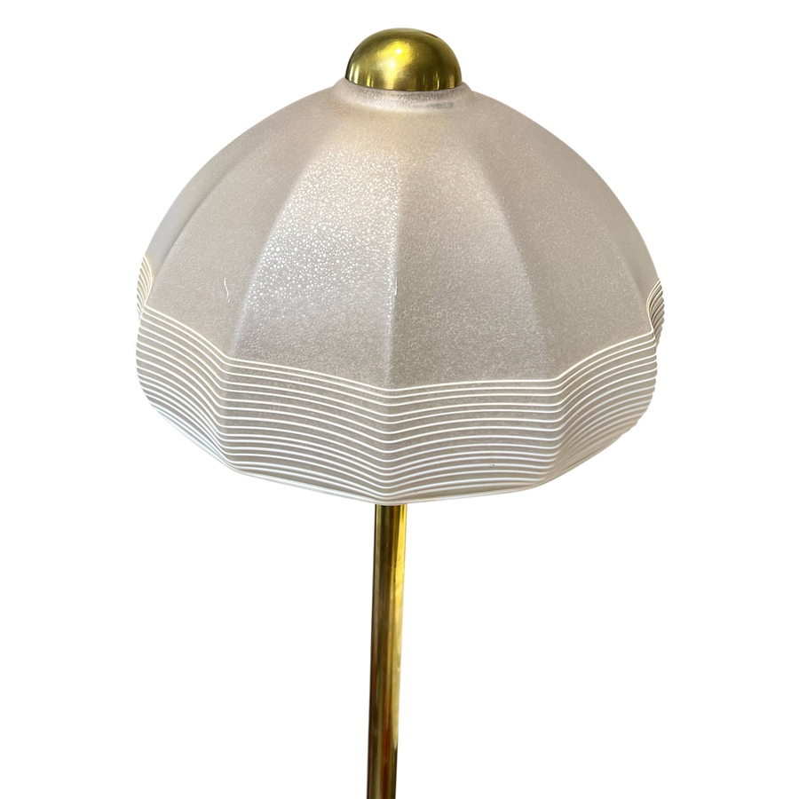 Italian Frosted Glass Floor Lamp with Brass Base