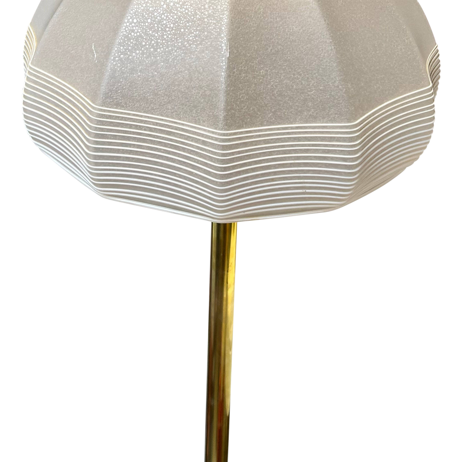 Italian Frosted Glass Floor Lamp with Brass Base