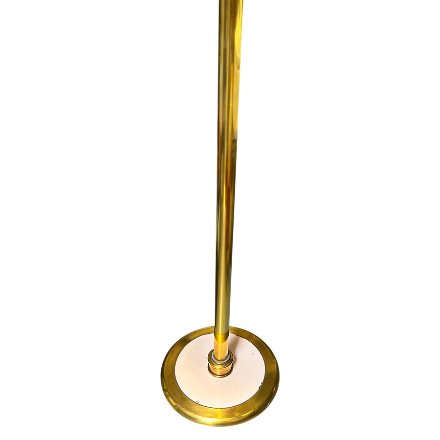 Italian Frosted Glass Floor Lamp with Brass Base