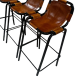 Set of 4 Vintage Leather Sling Barstools