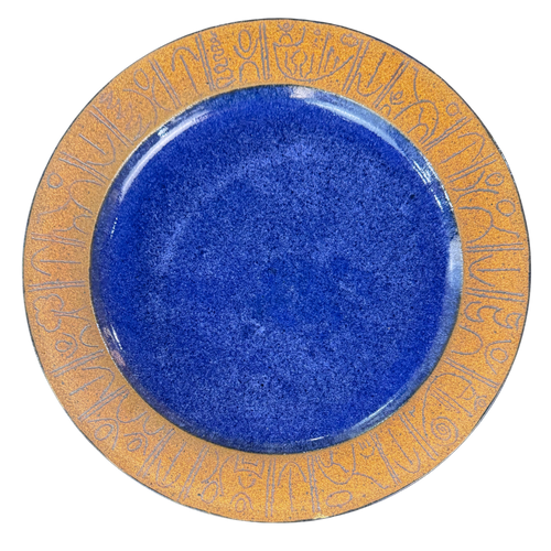 Cobalt Script Ceramic Plate