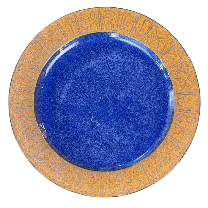 Cobalt Script Ceramic Plate