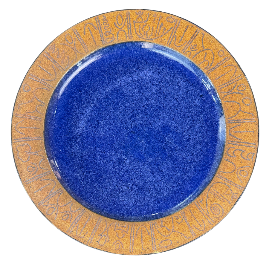 Cobalt Script Ceramic Plate