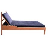 Midnight Blue Corduroy Oak Frame Daybed