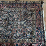Antique Persian Faded Wine Medallion Rug