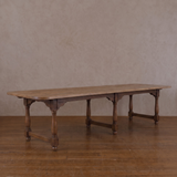 Large French Vintage Oak Turned Leg Dining Table