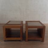 Pair of Mixed Wood Parquetry Cube Side Tables