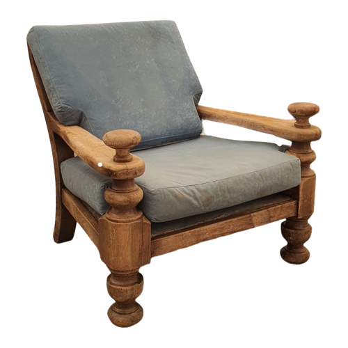 French Antique Carved Wood Armchair