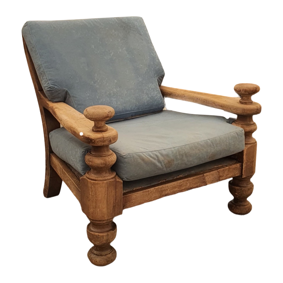 French Antique Carved Wood Armchair