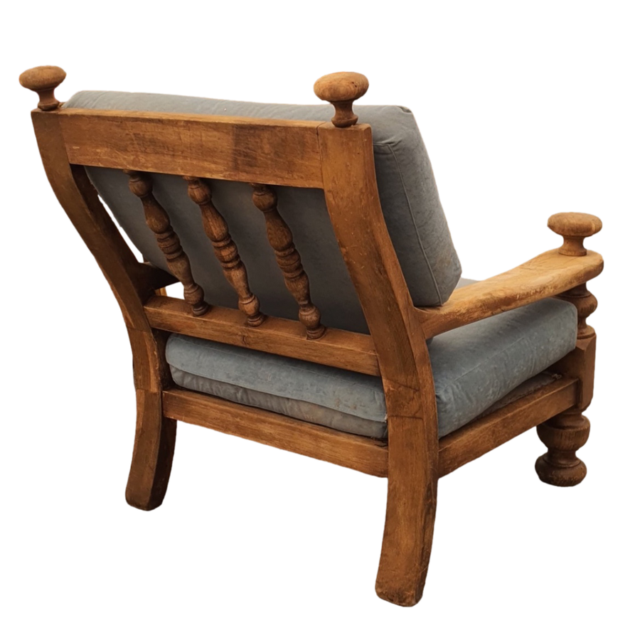 French Antique Carved Wood Armchair