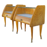 Pair of Vintage Italian Nightstands with Glass Shelving