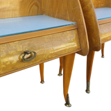 Pair of Vintage Italian Nightstands with Glass Shelving