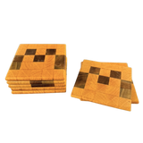 Set of 7 Checkered Wood Coasters