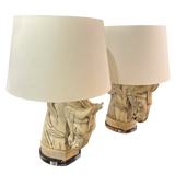 Pair of Carved Plaster Horse Head Lamps