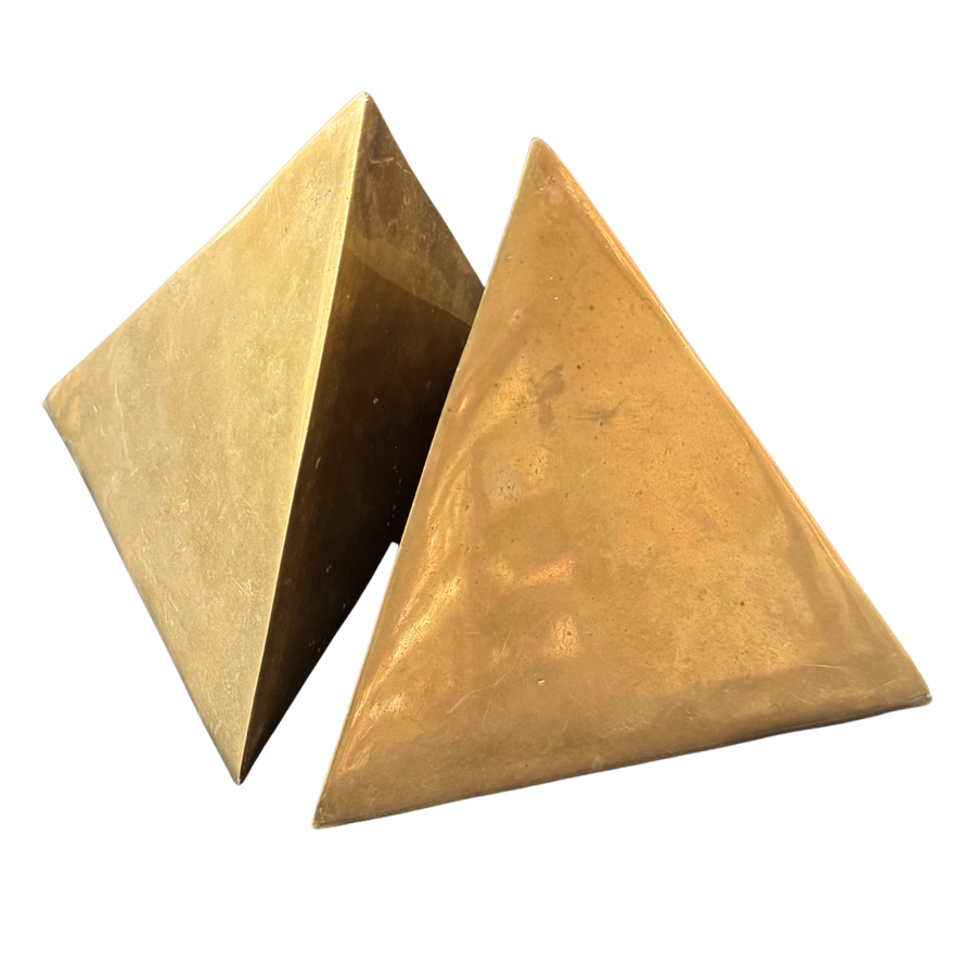 Pair of Geometric Brass Bookends