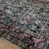 Antique Persian Faded Wine Medallion Rug
