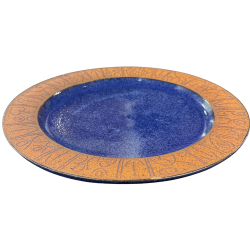 Cobalt Script Ceramic Plate