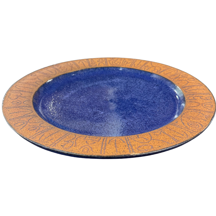 Cobalt Script Ceramic Plate