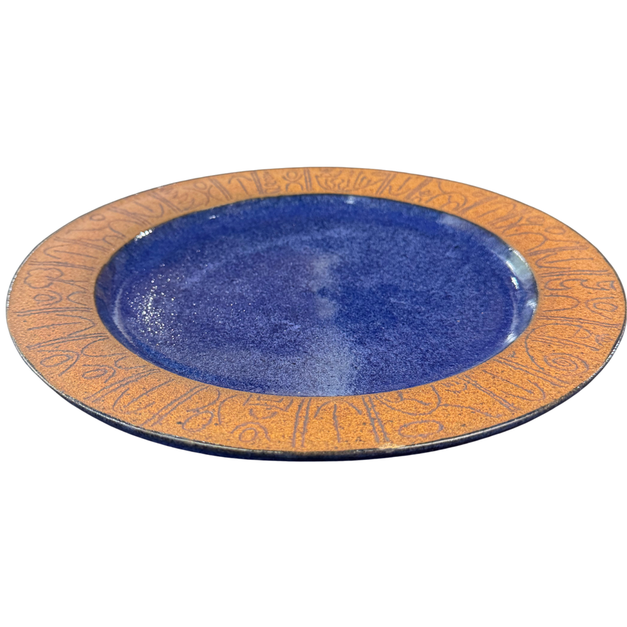 Cobalt Script Ceramic Plate