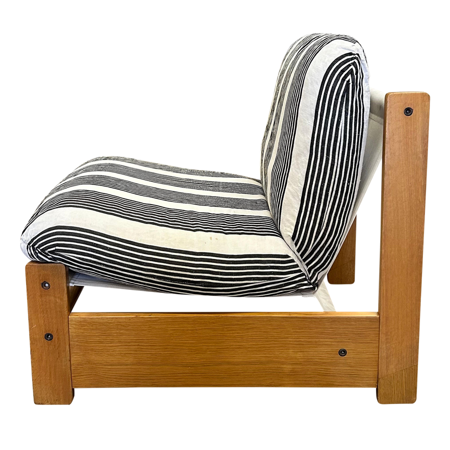 Pair of Striped Wood Frame Side Chairs