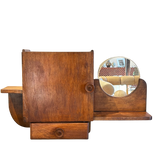 Vintage Carved Wood Hanging Shelf with Mirror