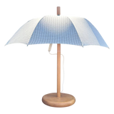 French Umbrella Lamp with Wood Base