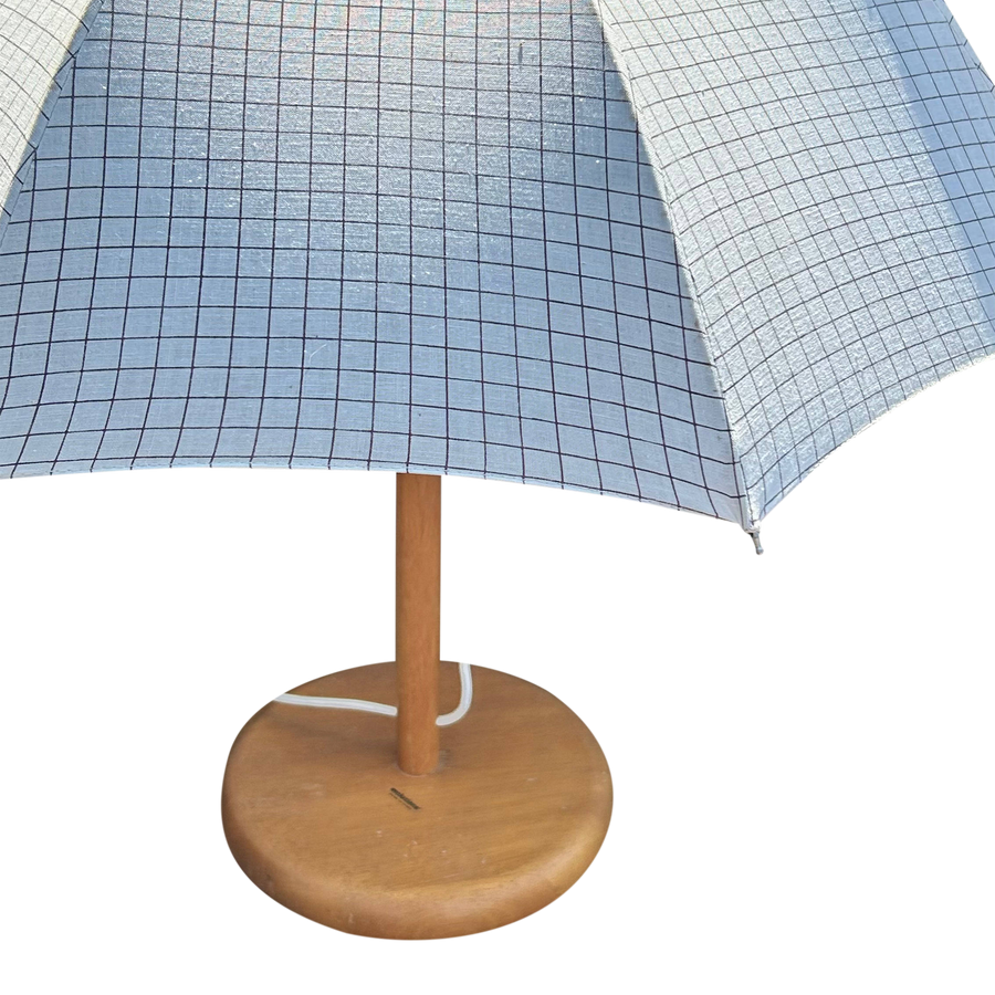 French Umbrella Lamp with Wood Base