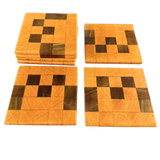 Set of 7 Checkered Wood Coasters