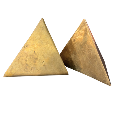 Pair of Geometric Brass Bookends