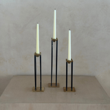 Trio of Metal and Brass Candle stick holders