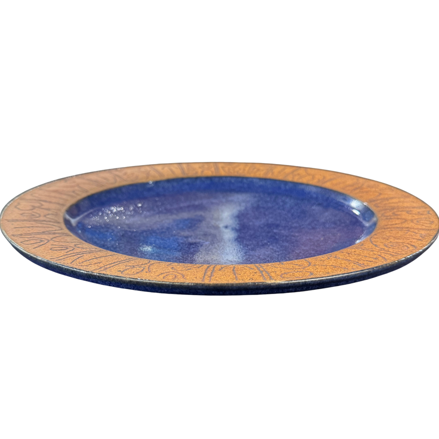Cobalt Script Ceramic Plate